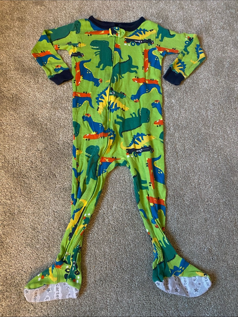 Carter’s 18 Month Green Dinosaur Print Kids One-Piece Pajamas